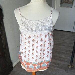 Grass Collection Ivory Brown Tank Camisole Top Medium